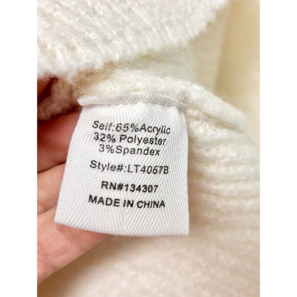 NWT Line & Dot Jersey Kate Long Sleeve Ruffle Trim Button Front Sweater Cream S - Picture 5 of 5